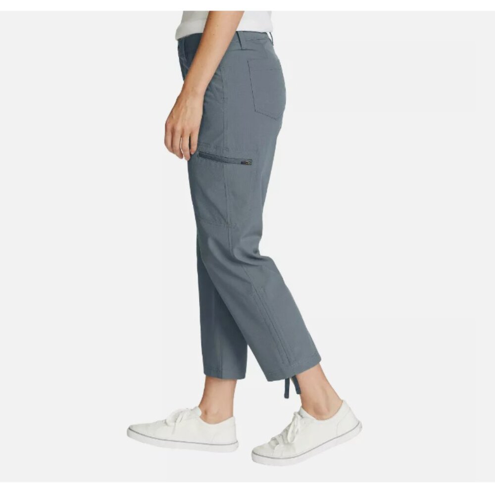 Eddie Bauer Women's Ripstop Capri Stretch Secure Pocket Grey - Picture 2 of 6